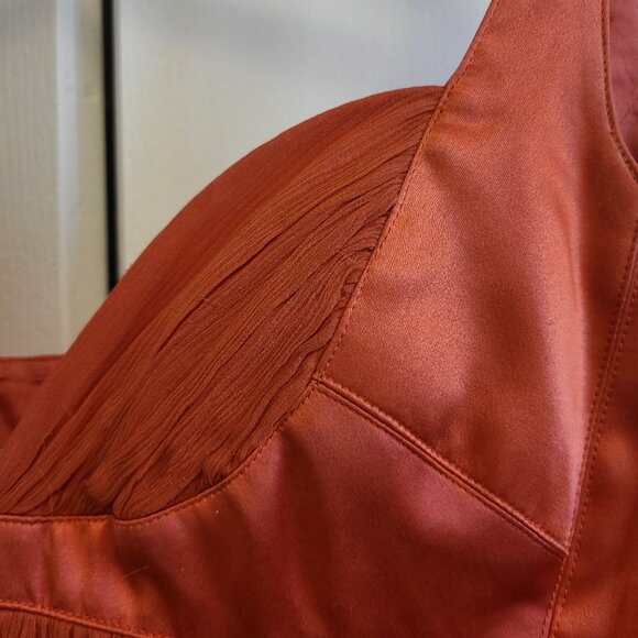 Maggie London Coral pink Silk Chiffon midi dress - Picture 5 of 10